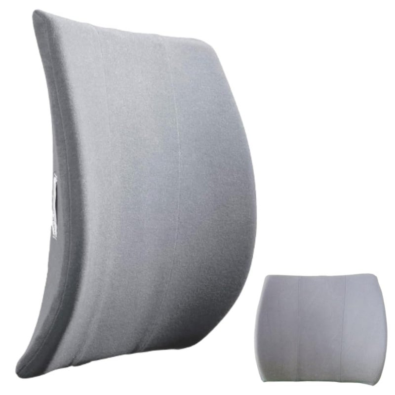 Back-Huggar Thin Ergonomic Bucket Seat Lower Lumbar Back Support Pillow Cushion for Office Chair, Car, Truck, Wheelchair, Gaming Chair and Recliner for Pain Relief Made in USA - Gray - Image 1